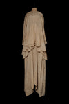 Mutedance 25 Autumn/Winter Flower Dye Silk Round Neck Layered Long Sleeve Dress MD-MD25FW84-nude
